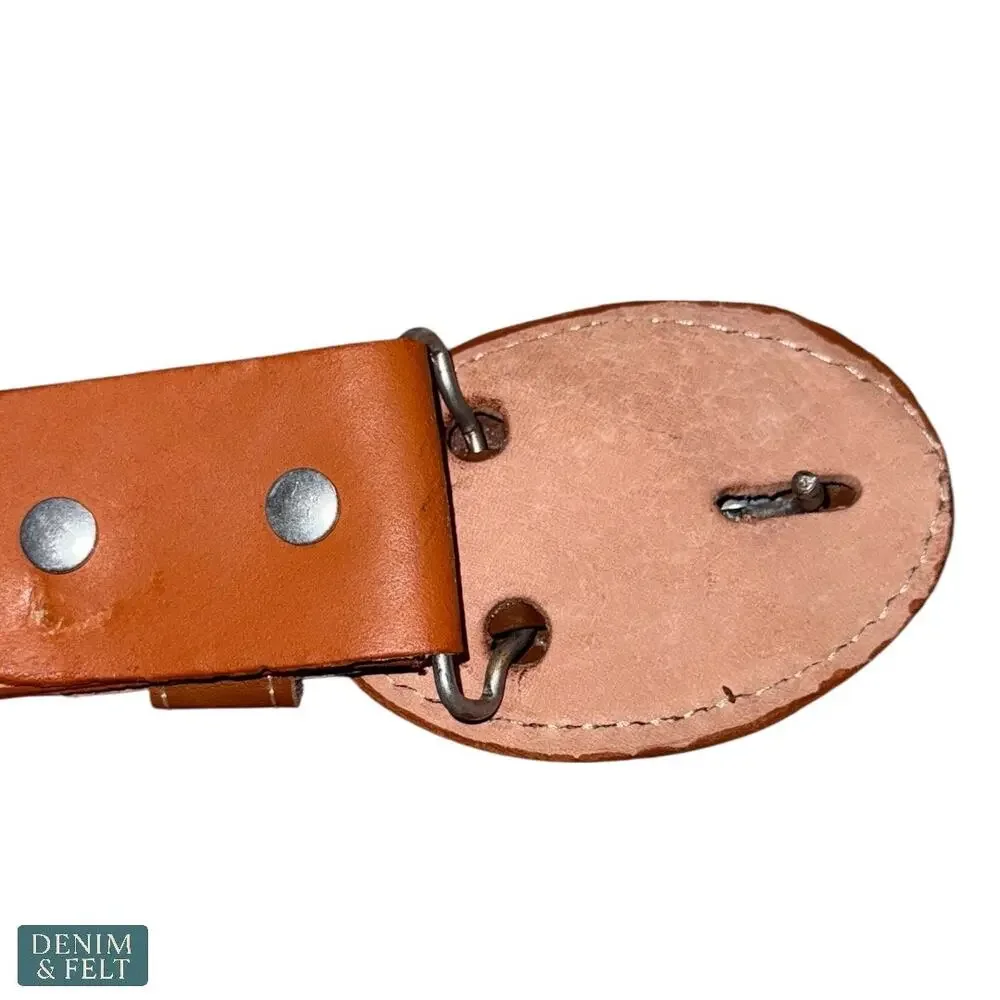 NEW Cinturones Moreno Leather Embroidered Horse Buckle Belt Cognac Western Rodeo